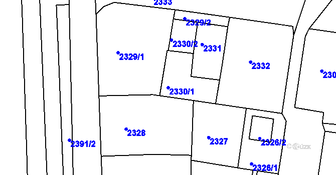 Parcela st. 2330/1 v KÚ Střekov, Katastrální mapa