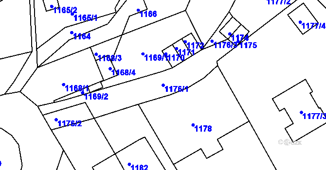 Parcela st. 1176/1 v KÚ Střekov, Katastrální mapa