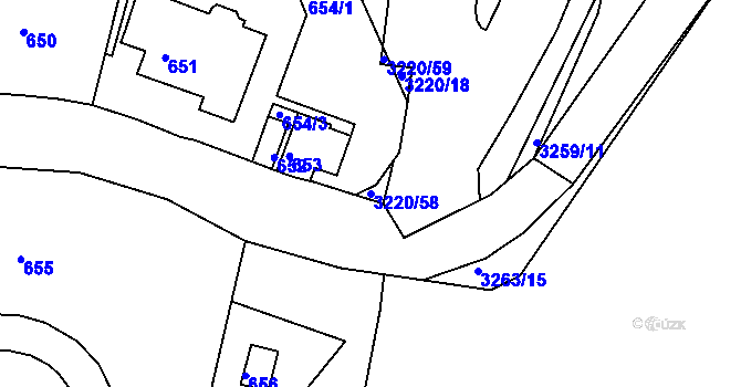 Parcela st. 3220/58 v KÚ Střekov, Katastrální mapa