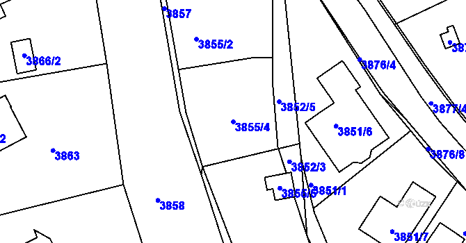 Parcela st. 3855/4 v KÚ Střekov, Katastrální mapa