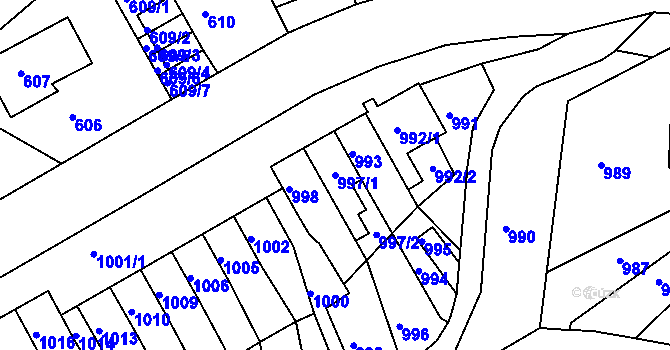 Parcela st. 997/1 v KÚ Střekov, Katastrální mapa
