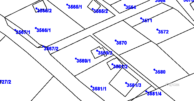 Parcela st. 3569/2 v KÚ Střekov, Katastrální mapa