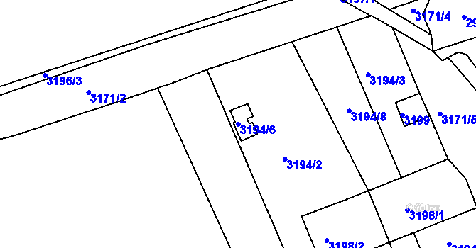 Parcela st. 3194/6 v KÚ Střekov, Katastrální mapa