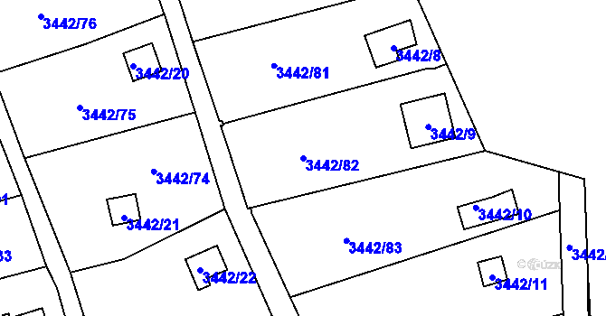 Parcela st. 3442/82 v KÚ Střekov, Katastrální mapa