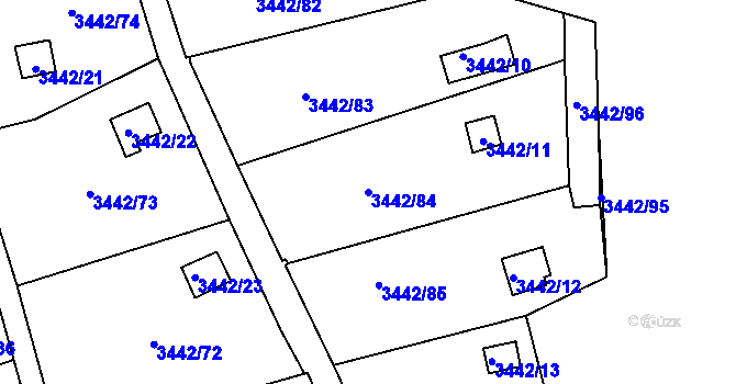 Parcela st. 3442/84 v KÚ Střekov, Katastrální mapa