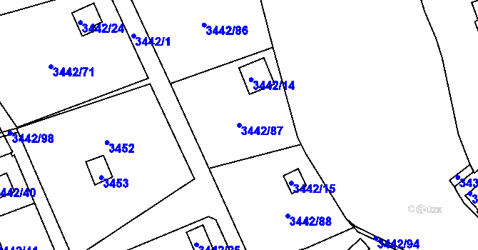Parcela st. 3442/87 v KÚ Střekov, Katastrální mapa