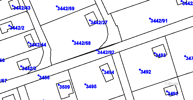 Parcela st. 3442/92 v KÚ Střekov, Katastrální mapa