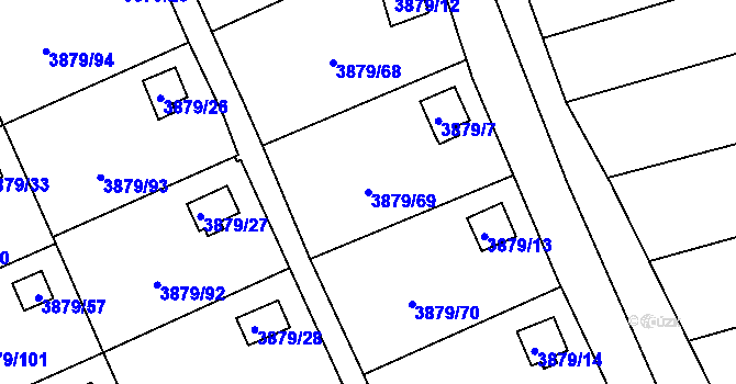 Parcela st. 3879/69 v KÚ Střekov, Katastrální mapa