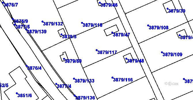 Parcela st. 3879/117 v KÚ Střekov, Katastrální mapa