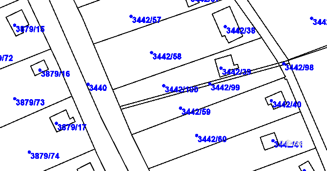 Parcela st. 3442/100 v KÚ Střekov, Katastrální mapa