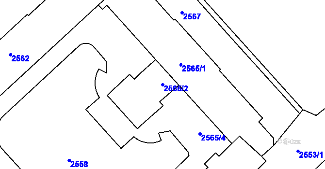 Parcela st. 2565/2 v KÚ Střekov, Katastrální mapa