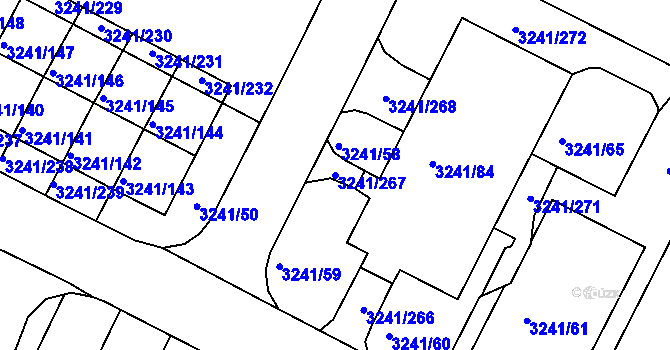 Parcela st. 3241/267 v KÚ Střekov, Katastrální mapa