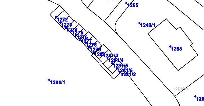 Parcela st. 1281/3 v KÚ Střekov, Katastrální mapa