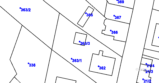 Parcela st. 363/3 v KÚ Střekov, Katastrální mapa