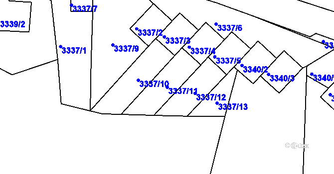 Parcela st. 3337/11 v KÚ Střekov, Katastrální mapa