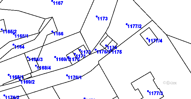 Parcela st. 1176/3 v KÚ Střekov, Katastrální mapa