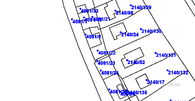 Parcela st. 4081/22 v KÚ Střekov, Katastrální mapa