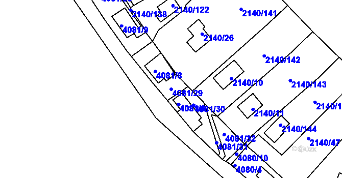 Parcela st. 4081/29 v KÚ Střekov, Katastrální mapa