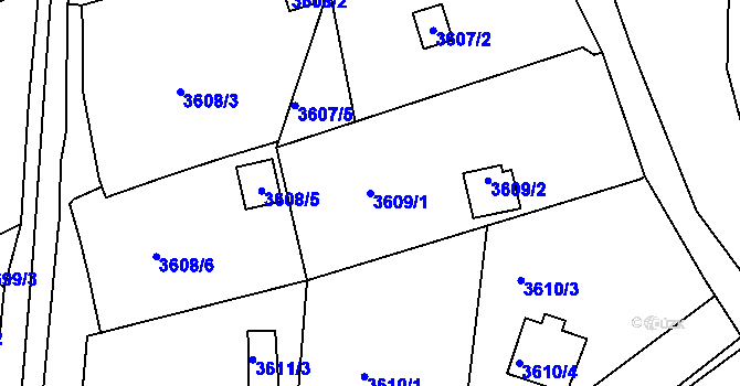 Parcela st. 3609/1 v KÚ Střekov, Katastrální mapa