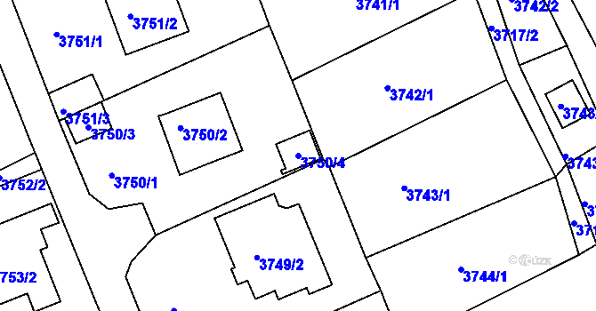 Parcela st. 3750/4 v KÚ Střekov, Katastrální mapa