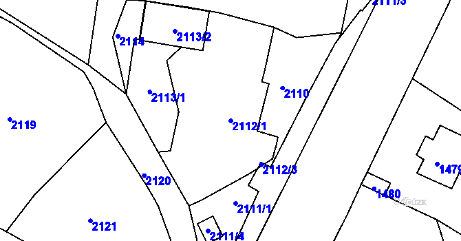 Parcela st. 2112/1 v KÚ Střekov, Katastrální mapa
