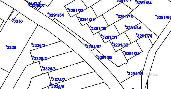 Parcela st. 3291/67 v KÚ Střekov, Katastrální mapa