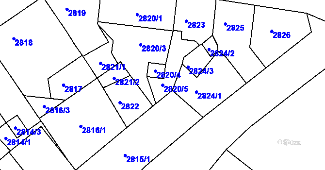 Parcela st. 2820/5 v KÚ Střekov, Katastrální mapa