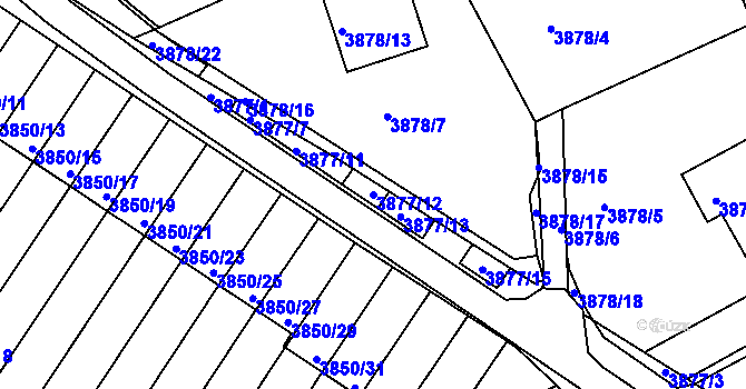 Parcela st. 3877/12 v KÚ Střekov, Katastrální mapa