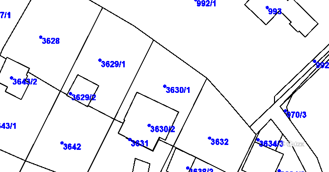 Parcela st. 3630/1 v KÚ Střekov, Katastrální mapa