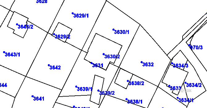 Parcela st. 3630/2 v KÚ Střekov, Katastrální mapa