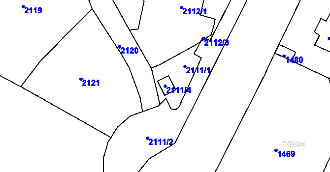 Parcela st. 2111/4 v KÚ Střekov, Katastrální mapa