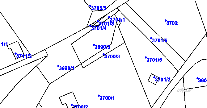 Parcela st. 3700/3 v KÚ Střekov, Katastrální mapa