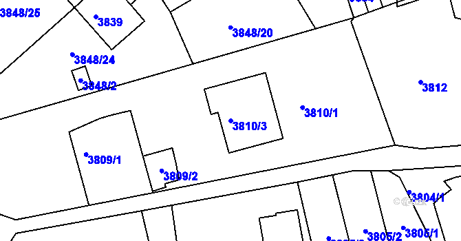 Parcela st. 3810/3 v KÚ Střekov, Katastrální mapa