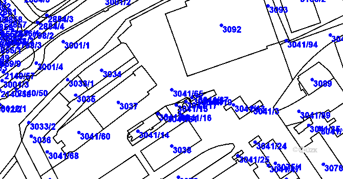 Parcela st. 3041/65 v KÚ Střekov, Katastrální mapa