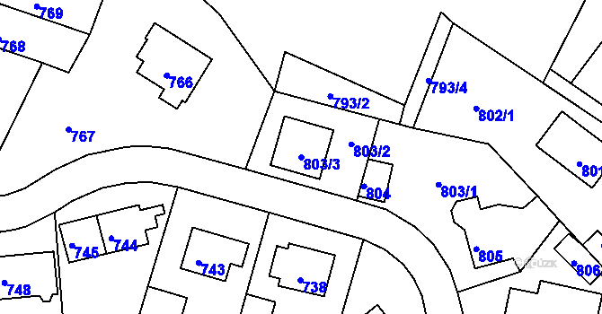 Parcela st. 803/3 v KÚ Střekov, Katastrální mapa
