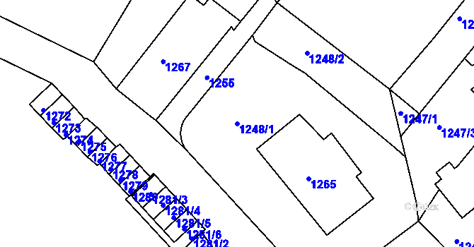 Parcela st. 1248/1 v KÚ Střekov, Katastrální mapa