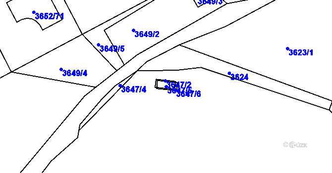 Parcela st. 3647/5 v KÚ Střekov, Katastrální mapa