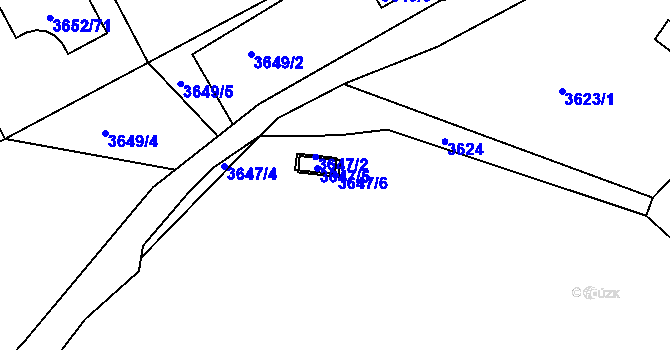 Parcela st. 3647/6 v KÚ Střekov, Katastrální mapa