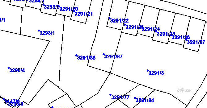 Parcela st. 3291/87 v KÚ Střekov, Katastrální mapa