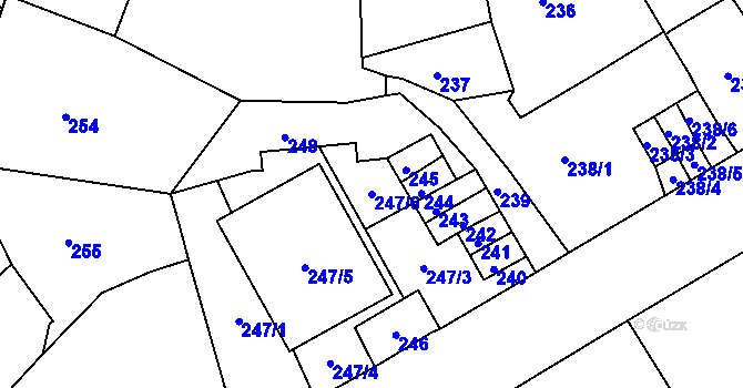 Parcela st. 247/6 v KÚ Střekov, Katastrální mapa