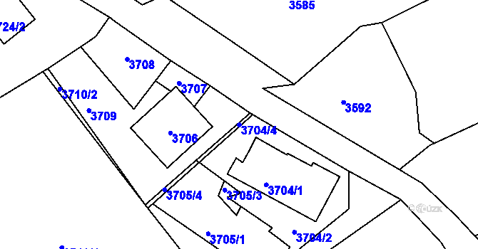Parcela st. 3704/4 v KÚ Střekov, Katastrální mapa