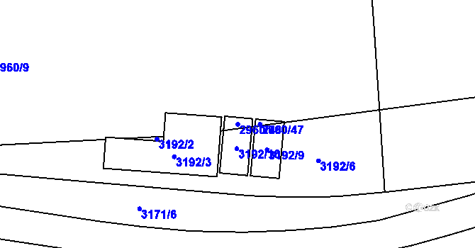 Parcela st. 2960/48 v KÚ Střekov, Katastrální mapa