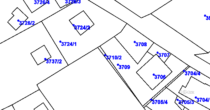 Parcela st. 3710/2 v KÚ Střekov, Katastrální mapa