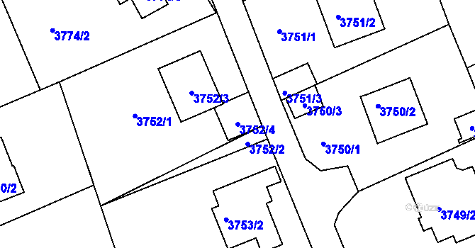 Parcela st. 3752/4 v KÚ Střekov, Katastrální mapa