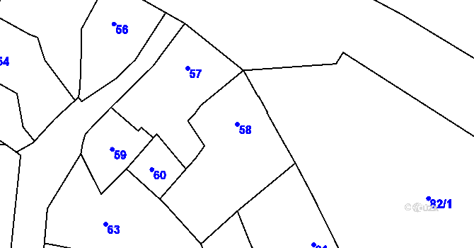 Parcela st. 58 v KÚ Krásné Březno, Katastrální mapa