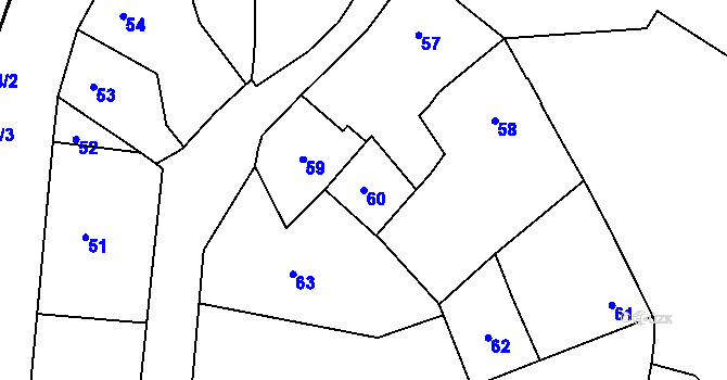 Parcela st. 60 v KÚ Krásné Březno, Katastrální mapa