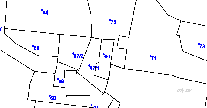 Parcela st. 66 v KÚ Krásné Březno, Katastrální mapa
