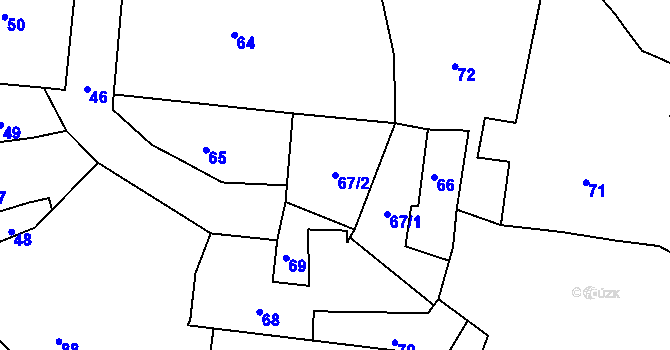 Parcela st. 67/2 v KÚ Krásné Březno, Katastrální mapa