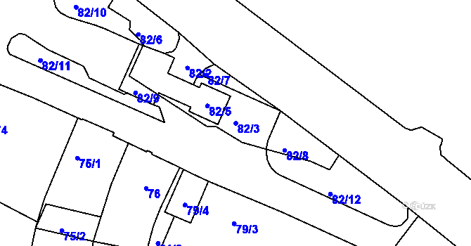 Parcela st. 82/3 v KÚ Krásné Březno, Katastrální mapa