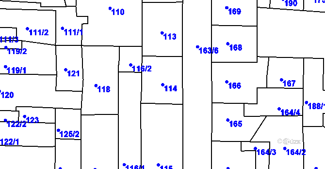 Parcela st. 114 v KÚ Krásné Březno, Katastrální mapa